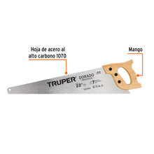 Cargar imagen en el visor de la galería, Serrucho 22" Dorado, 7 DPP, TRUPER STD-22 (18169)