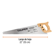 Cargar imagen en el visor de la galería, Serrucho 22" Dorado, 7 DPP, TRUPER STD-22 (18169)