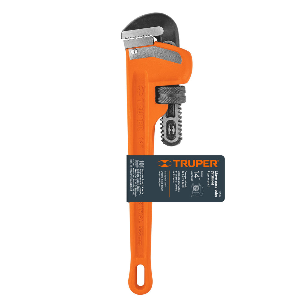 Llave stilson 14" cuerpo robusto de hierro dúctil, TRUPER STI-14 (15838)