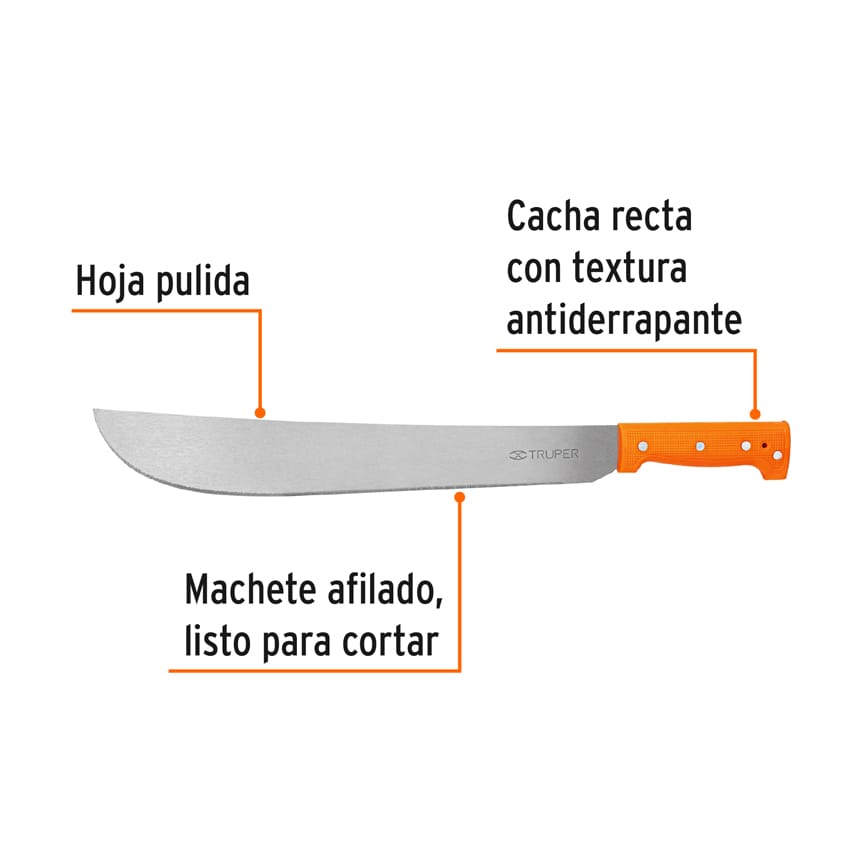 Machete estándar 16" cacha naranja remachada, TRUPER T-460-16P (15884)