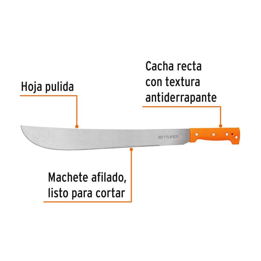 Machete estándar 18" cacha naranja remachada, TRUPER T-460-18P (15885)