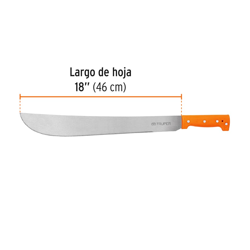 Machete estándar 18" cacha naranja remachada, TRUPER T-460-18P (15885)