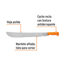 Cargar imagen en el visor de la galería, Machete estándar 20" cacha naranja remachada, TRUPER T-460-20P (15886)