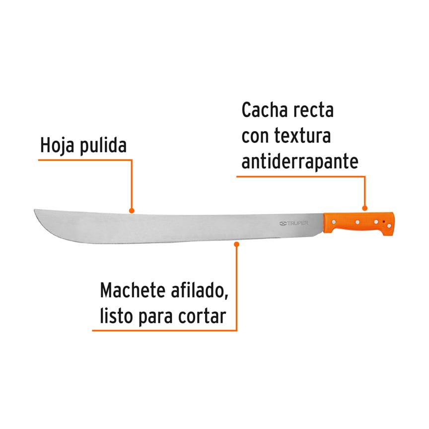 Machete estándar 22" cacha naranja remachada, TRUPER T-460-22P (15887)