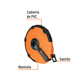 Cinta métrica larga 100 m fibra de vidrio, tipo cruceta, TRUPER TP50ME (12640)