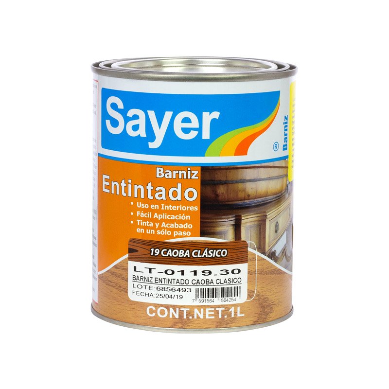 Barniz entintado SAYER  LT-0119.30 caoba clásico 1L