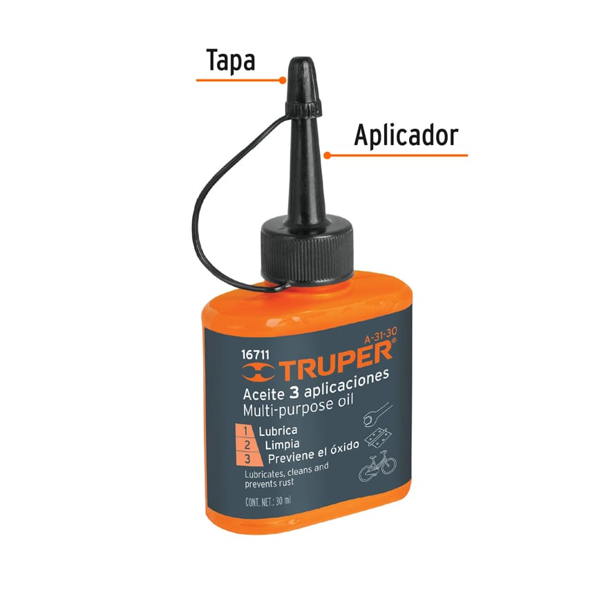 Aceite 3 aplicaciones multiusos Truper