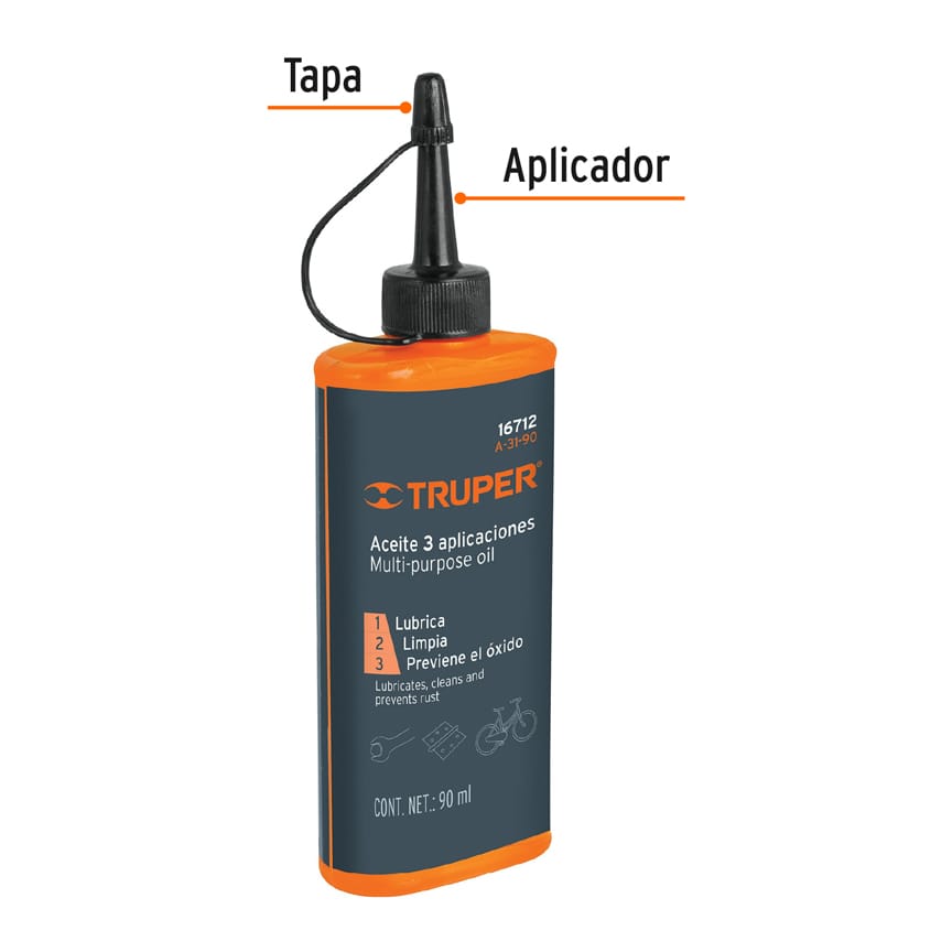 Aceite 3 aplicaciones multiusos Truper