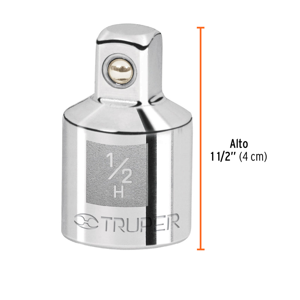 Adaptador para matraca de cuadro 1/2" a cuadro 3/8", TRUPER A-5254 (13422)