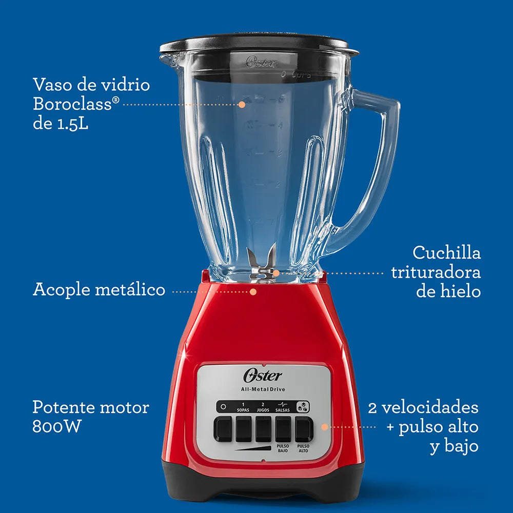 Licuadora  Oster BLSTKAG-RPB color roja/negra vaso de vidrio