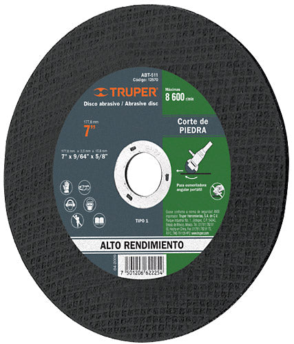 Disco abrasivo alto rendimiento para corte de piedra TRUPER ABT-511 (12570)