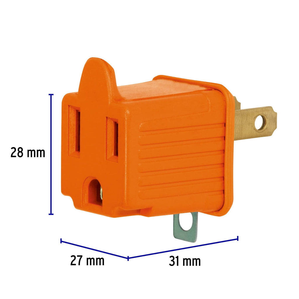 Clavija adaptador 3 a 2, naranja, a granel, VOLTECK AD-32N-G (46256)