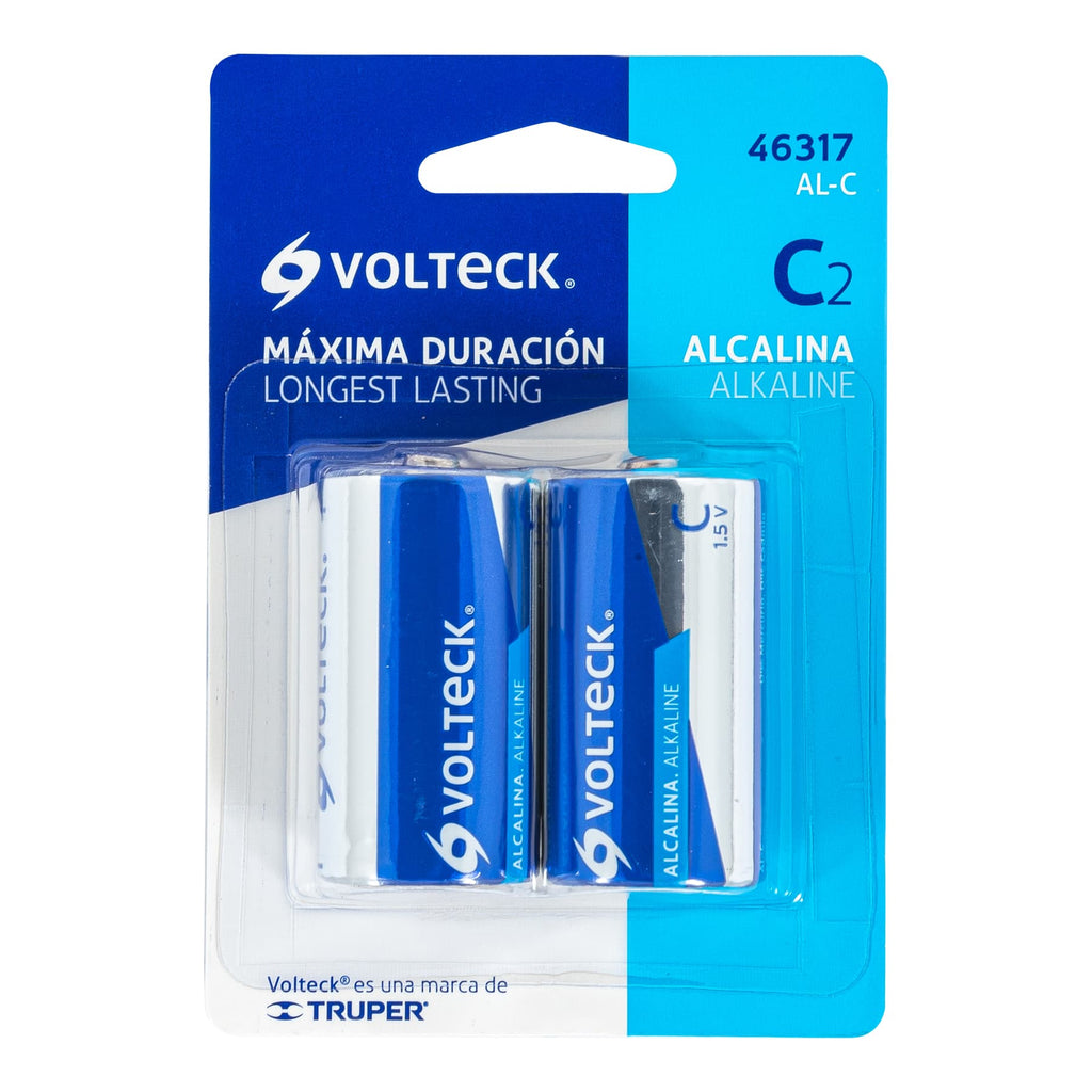 Pilas alcalinas C, 2pz, VOLTECK AL-C (46317)