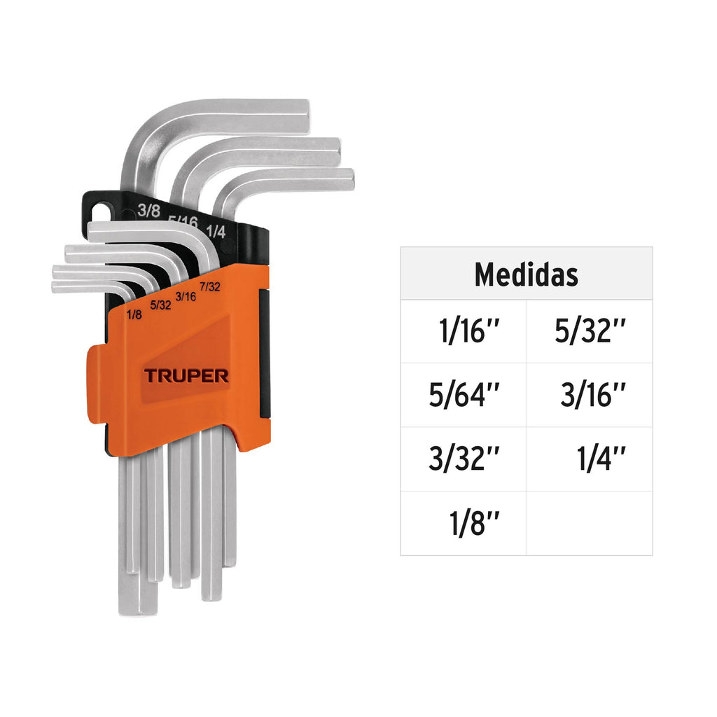 Juego 7 llaves allen std punta hexagonal con organizador, TRUPER ALE-7P (15533)