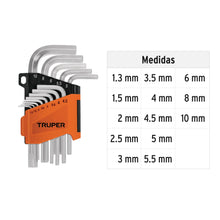 Cargar imagen en el visor de la galería, Juego 13 llaves allen mm punta hexagonal con organizador, TRUPER ALL-13M (15542)