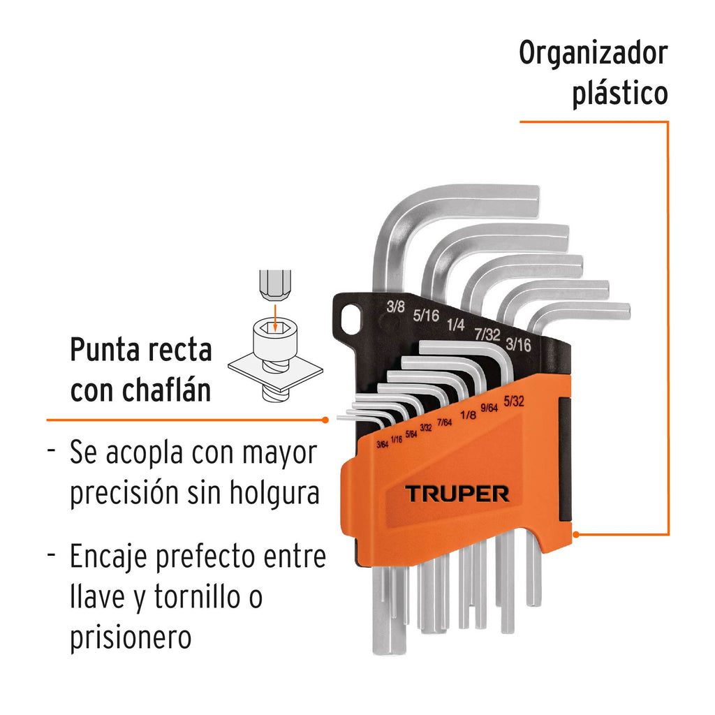 Juego 13 llaves allen std punta hexagonal con organizador, TRUPER ALL-13P (15545)