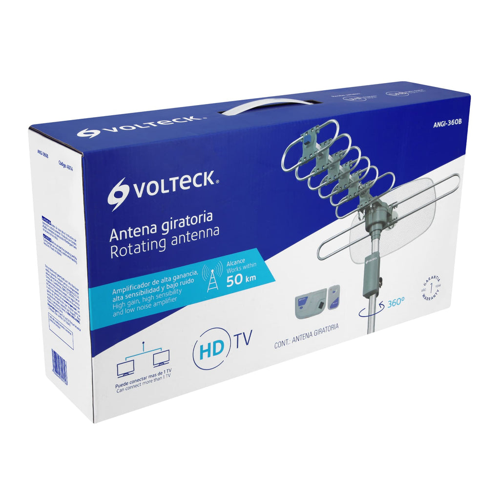 Antena aérea para TV HD, giratoria 360° con control y cable, VOLTECK (48114)