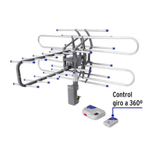 Cargar imagen en el visor de la galería, Antena aérea para TV HD, giratoria 360° con control, VOLTECK ANGI-360 (48115)