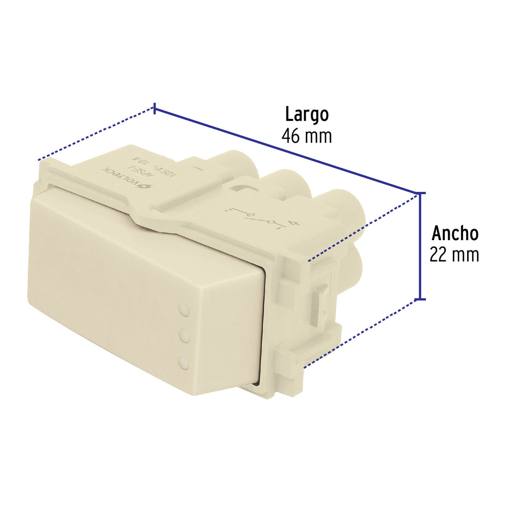 Interruptor sencillo, línea Italiana, color marfil, VOLTECK APSE-I (48084)