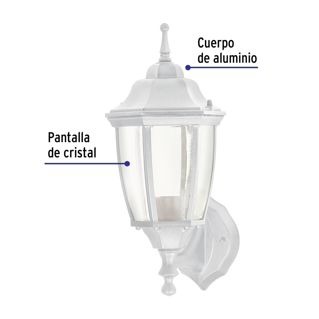 Lampara tipo farol tradicional soportado p/exterior blanco, VOLTECK ARB-100S (47288)