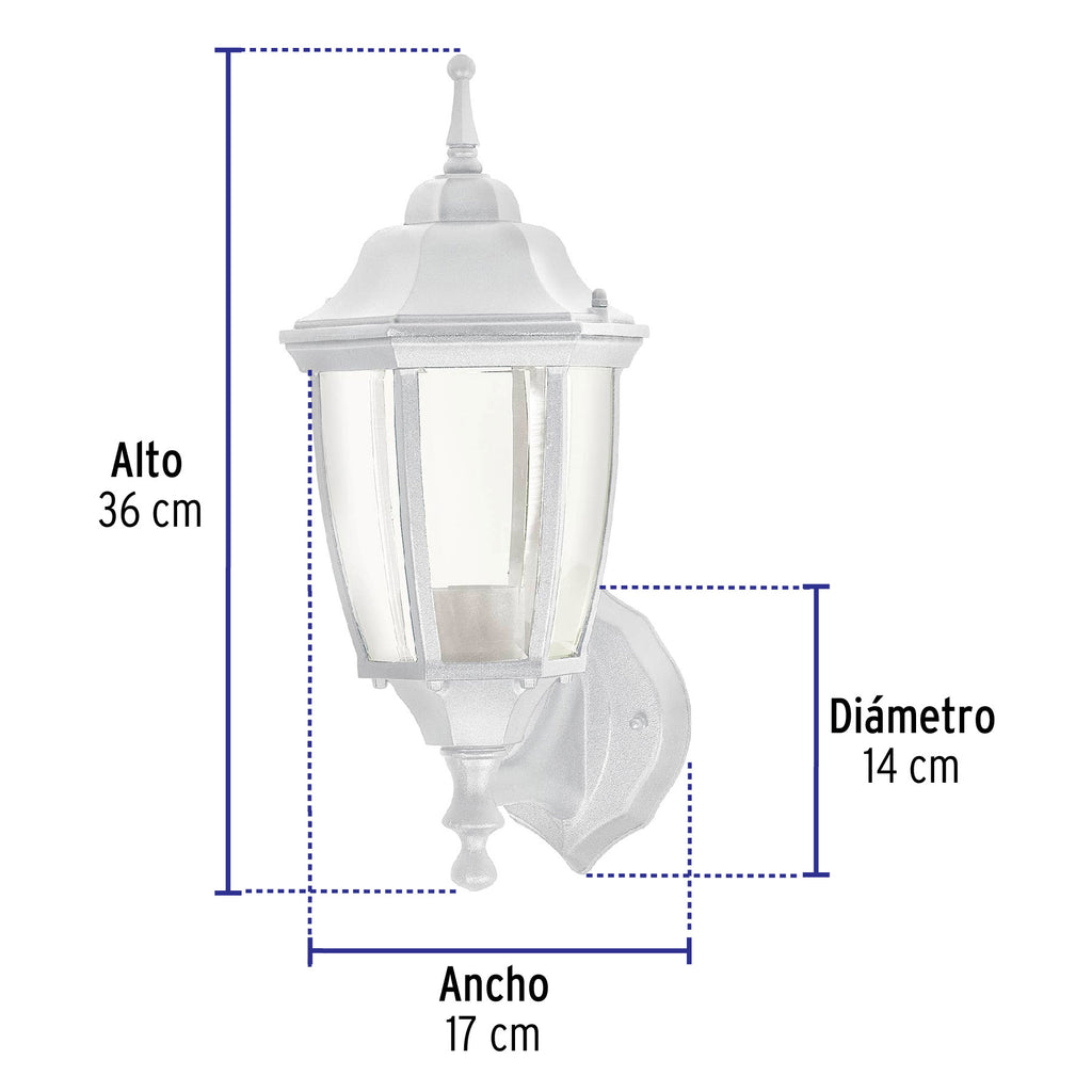 Lampara tipo farol tradicional soportado p/exterior blanco, VOLTECK ARB-100S (47288)