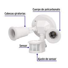 Cargar imagen en el visor de la galería, Sensor movimiento, arbotante blanco, lámparas no incluidas, VOLTECK ARB-901S (46480)