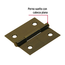 Cargar imagen en el visor de la galería, Bisagra de libro cuadrada 2&quot;, latón antiguo, cabeza plana, 1pz, HERMEX BC-202P (43249)