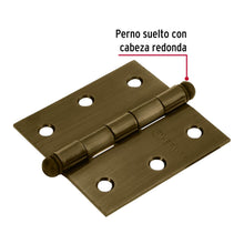 Cargar imagen en el visor de la galería, Bisagra de libro cuadrada 2-1/2&quot;, latón antiguo, cabeza redonda, 1pz, HERMEX BC-252R (43245)