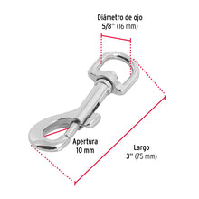 Cargar imagen en el visor de la galería, Bandola de zinc de 5/8&quot; giratoria, FIERO BDZ-3-1/2 (44031)