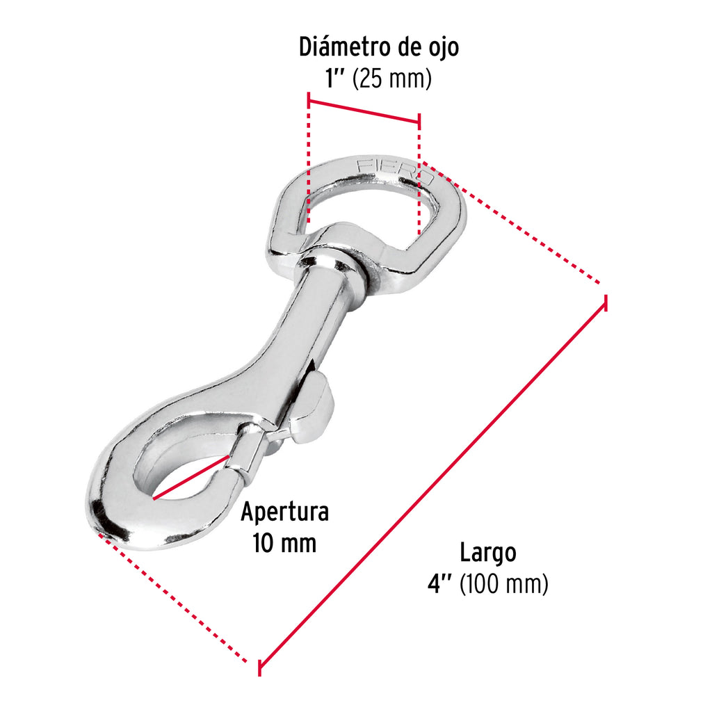 Bandola de zinc de 1" giratoria, FIERO BDZ-4-1/4 (44033)