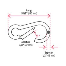 Cargar imagen en el visor de la galería, Bandola mosquetón de acero 1/2&quot;, FIERO BMA-1/2 (44041)