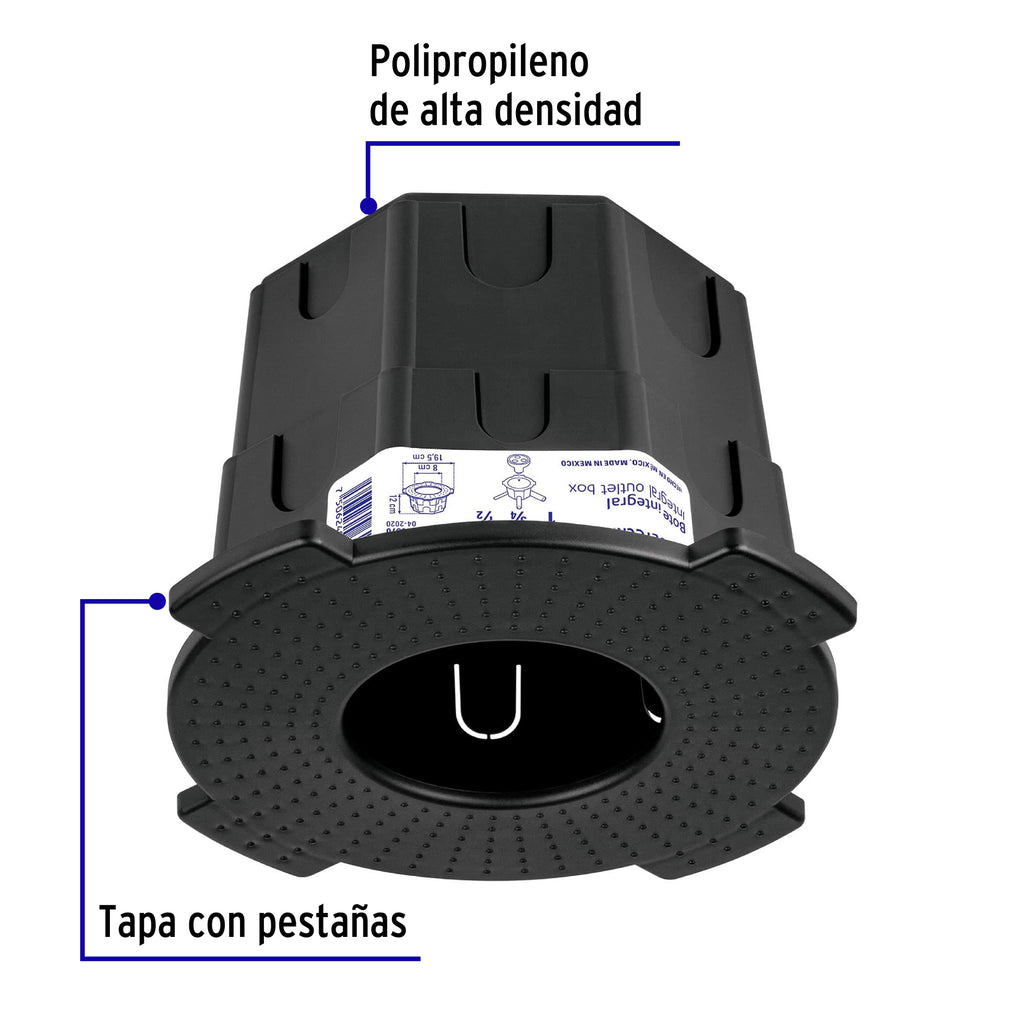 Bote integral de 12 cm, aro interno de 8 cm, VOLTECK BOIN-1208 (48370)