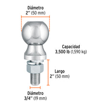 Cargar imagen en el visor de la galería, Bola de arrastre para remolque, 2&quot;, 3500 lb, TRUPER BOLA-35 (44440)