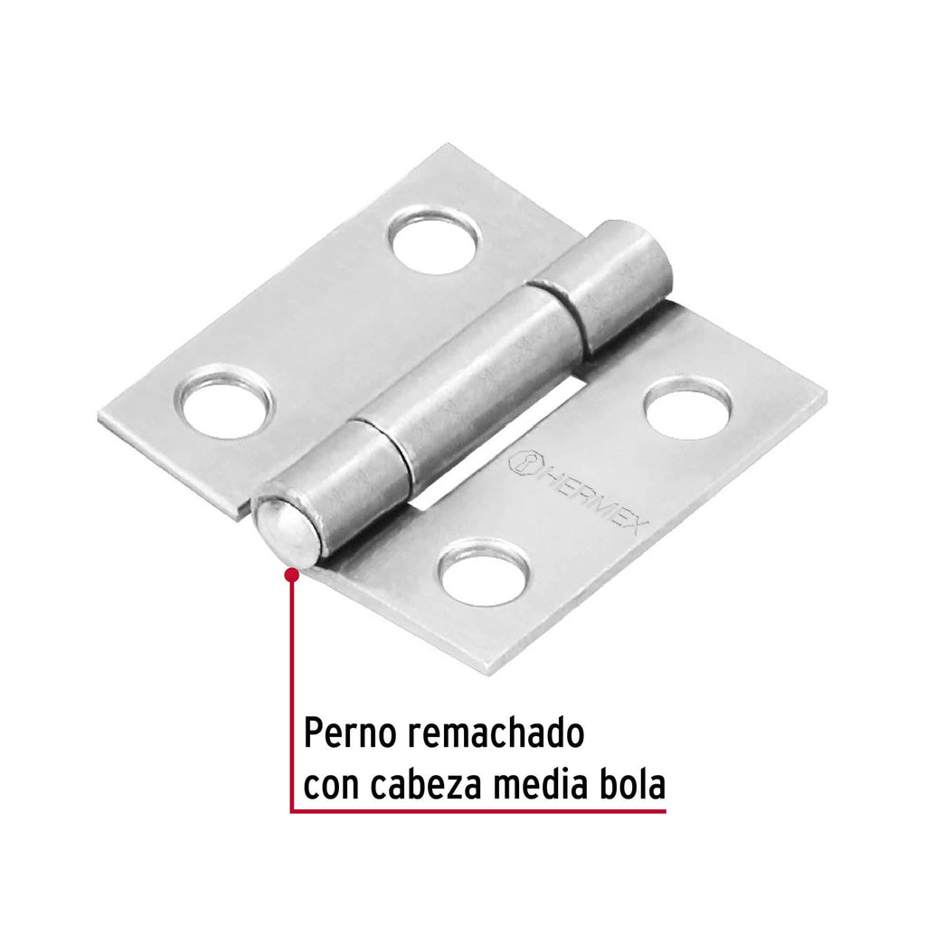 Bisagra de libro rectangular 1" acero pulido, 1pz, HERMEX BR-100 (43185)