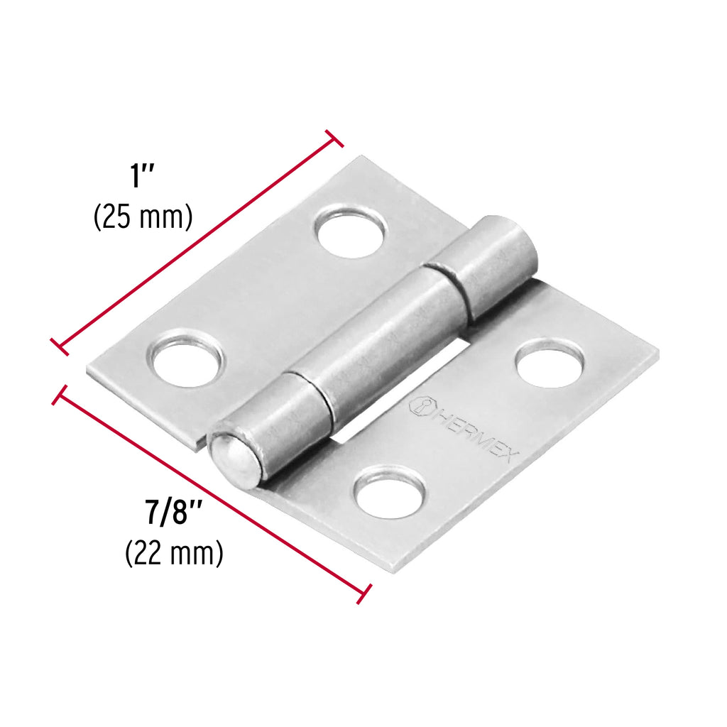 Bisagra de libro rectangular 1" acero pulido, 1pz, HERMEX BR-100 (43185)