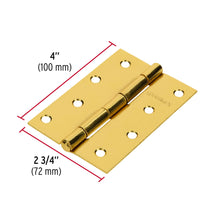 Cargar imagen en el visor de la galería, Bisagra de libro rectangular 4&quot; acero latonado, 1pz, HERMEX BR-401 (43198)