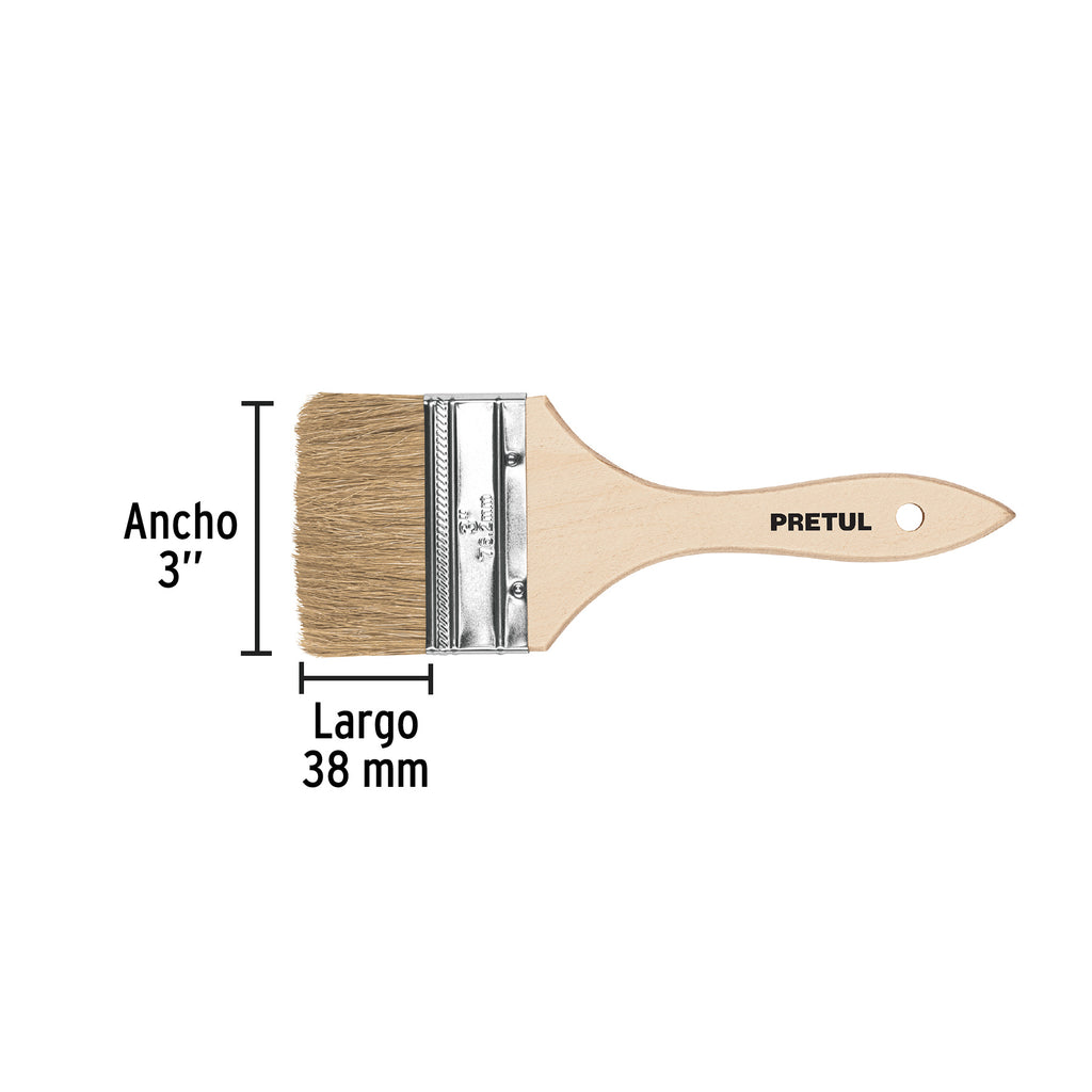 Brocha uso general de 3" con mango de madera, PRETUL BRE-3 (24475)