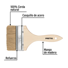 Cargar imagen en el visor de la galería, Brocha uso general de 4&quot; con mango de madera, PRETUL BRE-4 (24476)