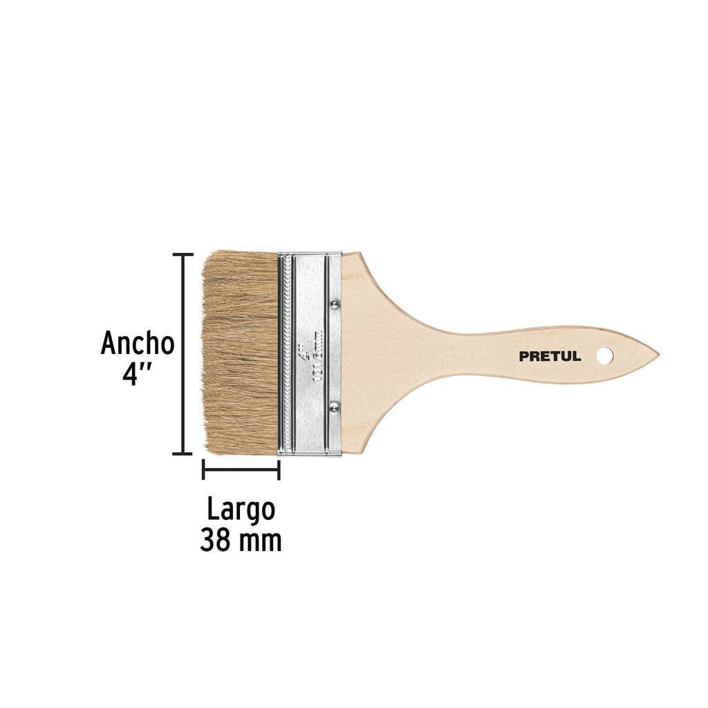 Brocha uso general de 4" con mango de madera, PRETUL BRE-4 (24476)