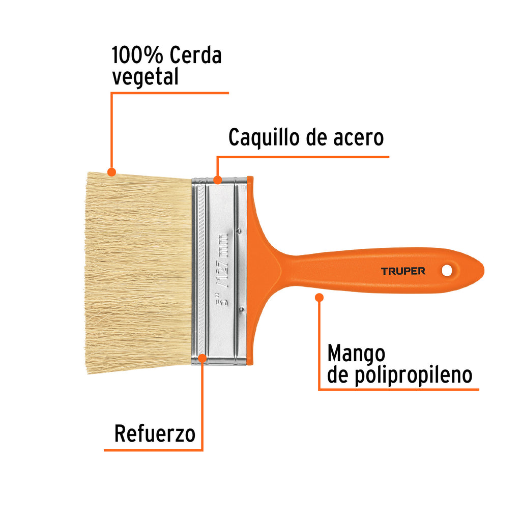 Brocha TRUPER para encalar e impermeabilizar de 5" BREN-5 (14493)