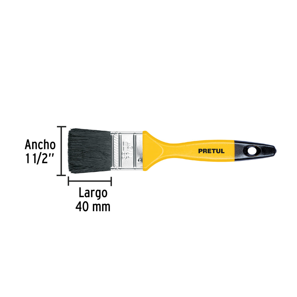 Brocha uso general de 1-1/2" con mango de plástico, PRETUL BRP-1-1/2 (21525)