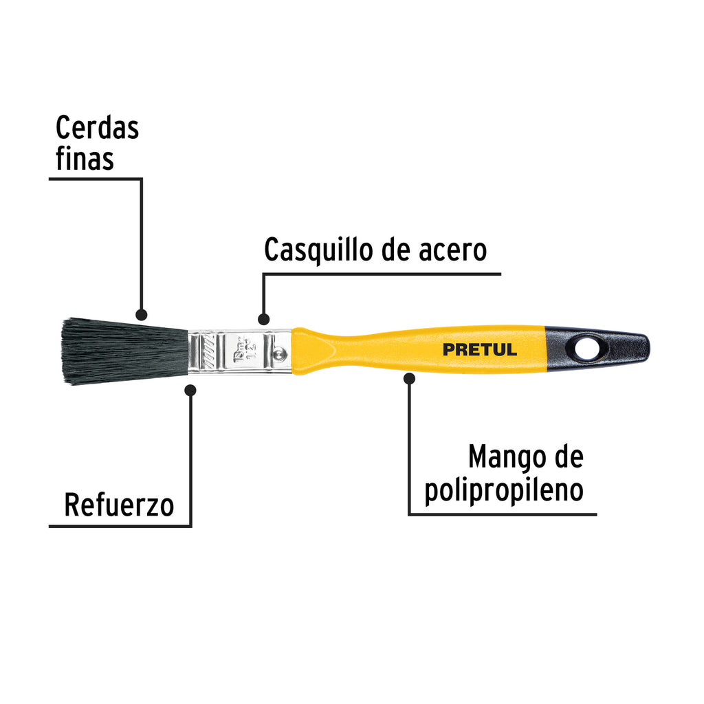 Brocha uso general de 1/2" con mango de plástico, PRETUL BRP- 1/2 (21532)