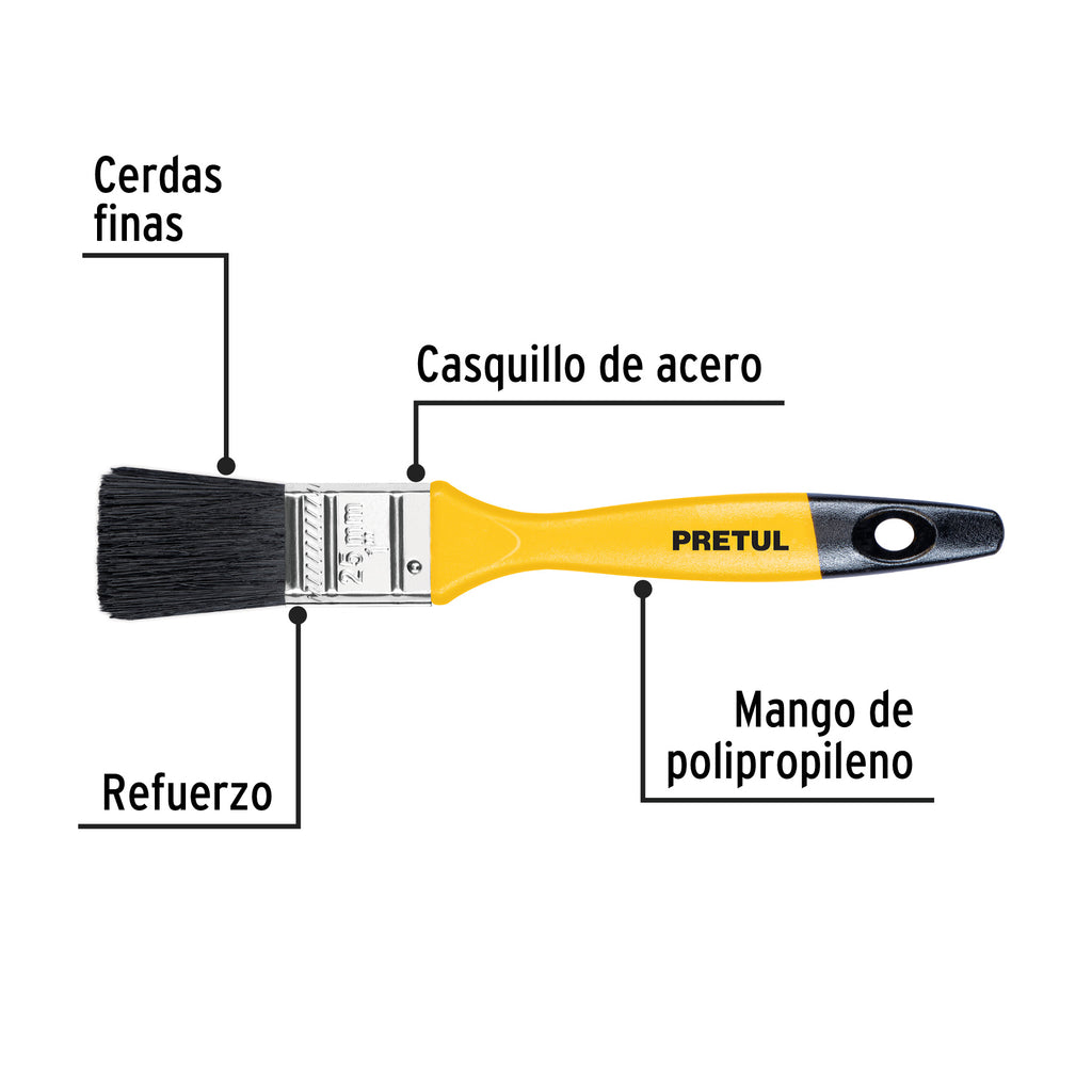 Brocha uso general de 1" con mango de plástico, PRETUL BRP-1 (21524)