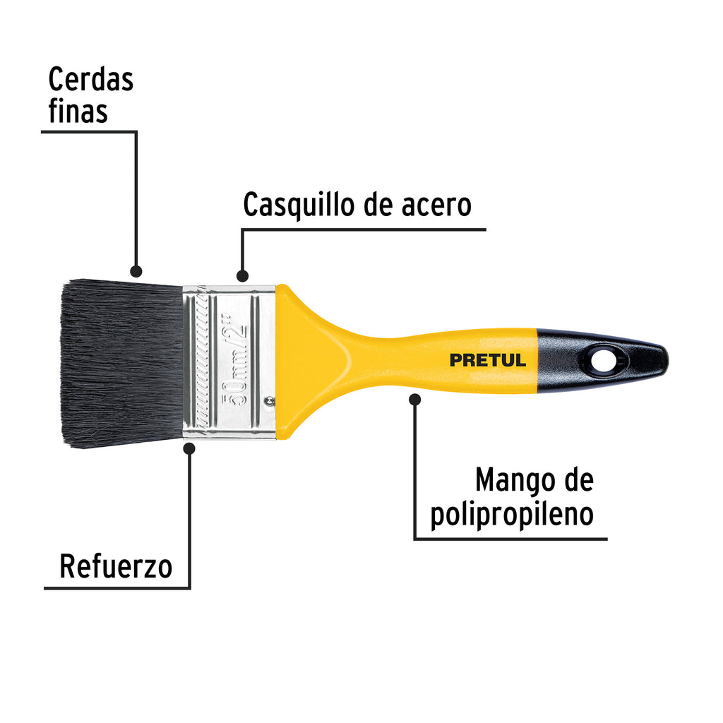 Brocha uso general de 2" con mango de plástico, PRETUL BRP-2 (21526)