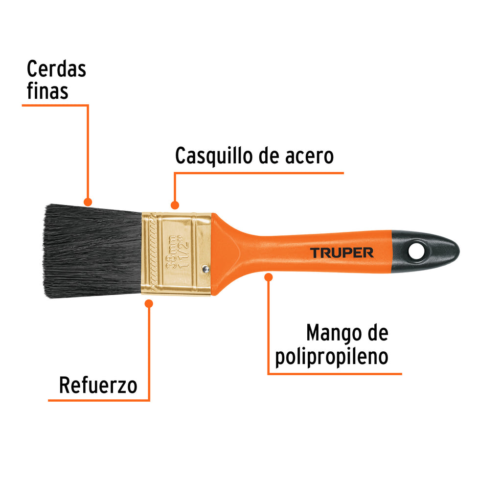 Brocha TRUPER profesional de 1 1/2" BRT-1 1/2 (14482)