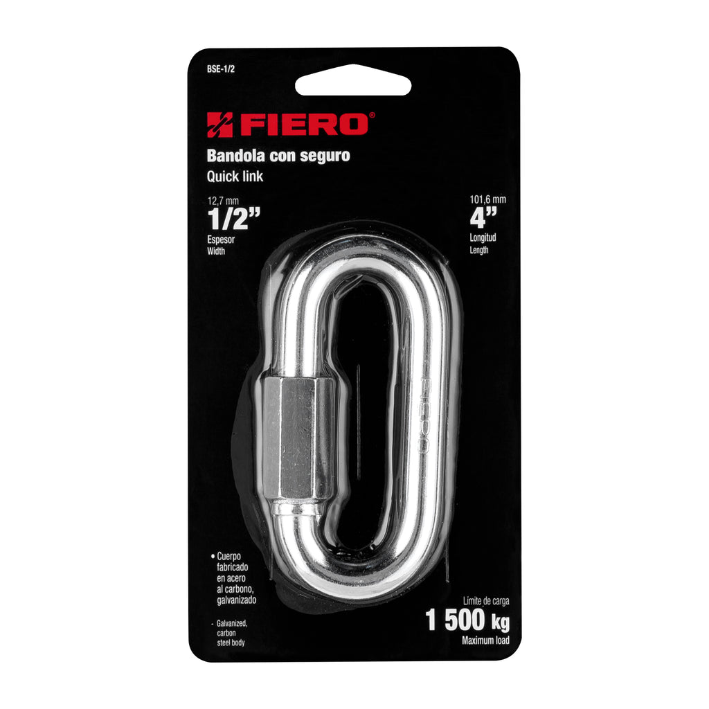 Bandola de acero de 1/2" con seguro, FIERO BSE-1/2 (44025)