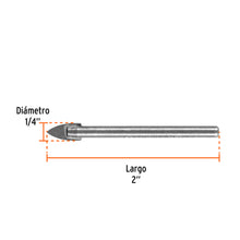 Cargar imagen en el visor de la galería, Broca TRUPER para vidrio y azulejo de 1/4&quot; x 2&quot;