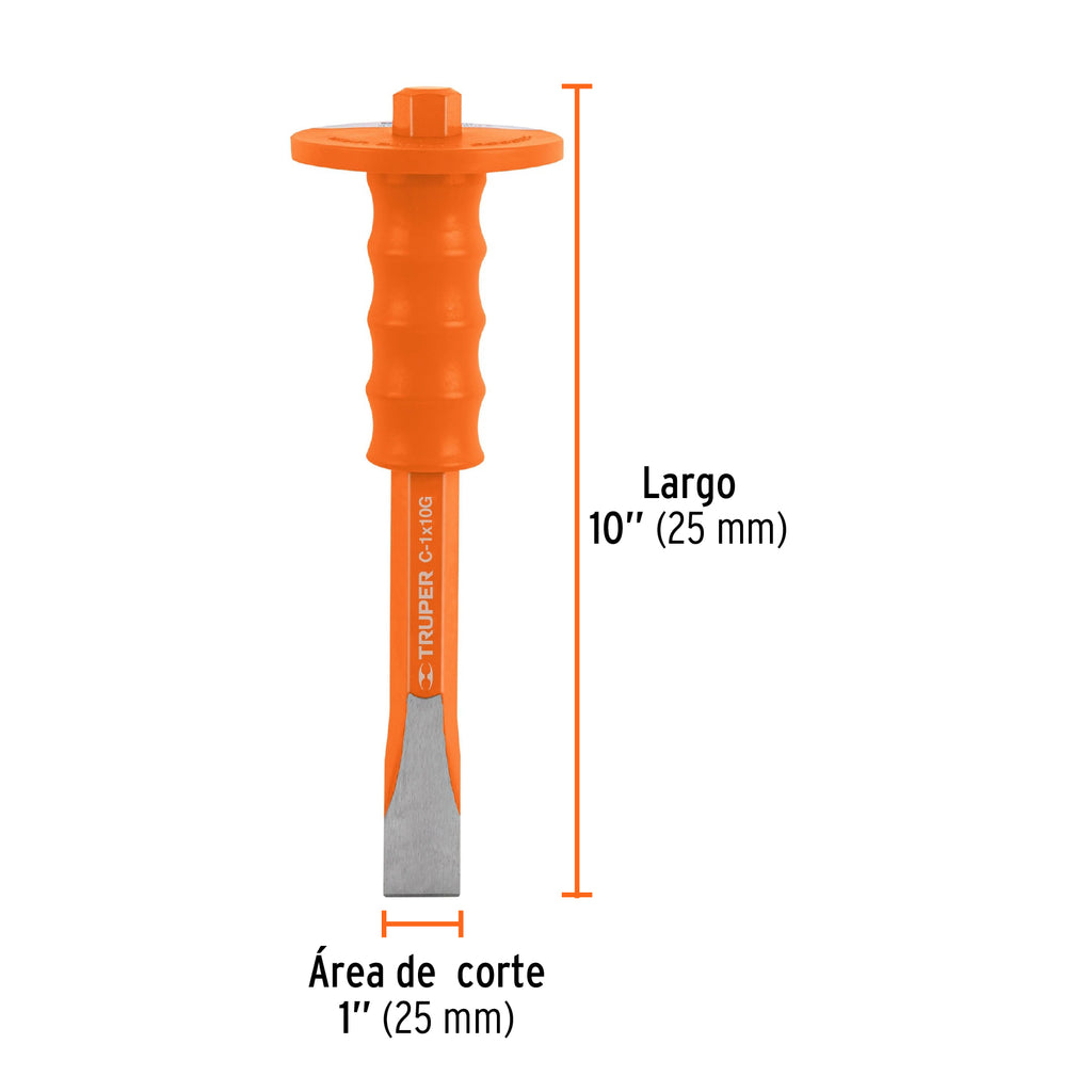 Cincel de corte frío 1 x 10" con grip, TRUPER C-1X10G (12273)