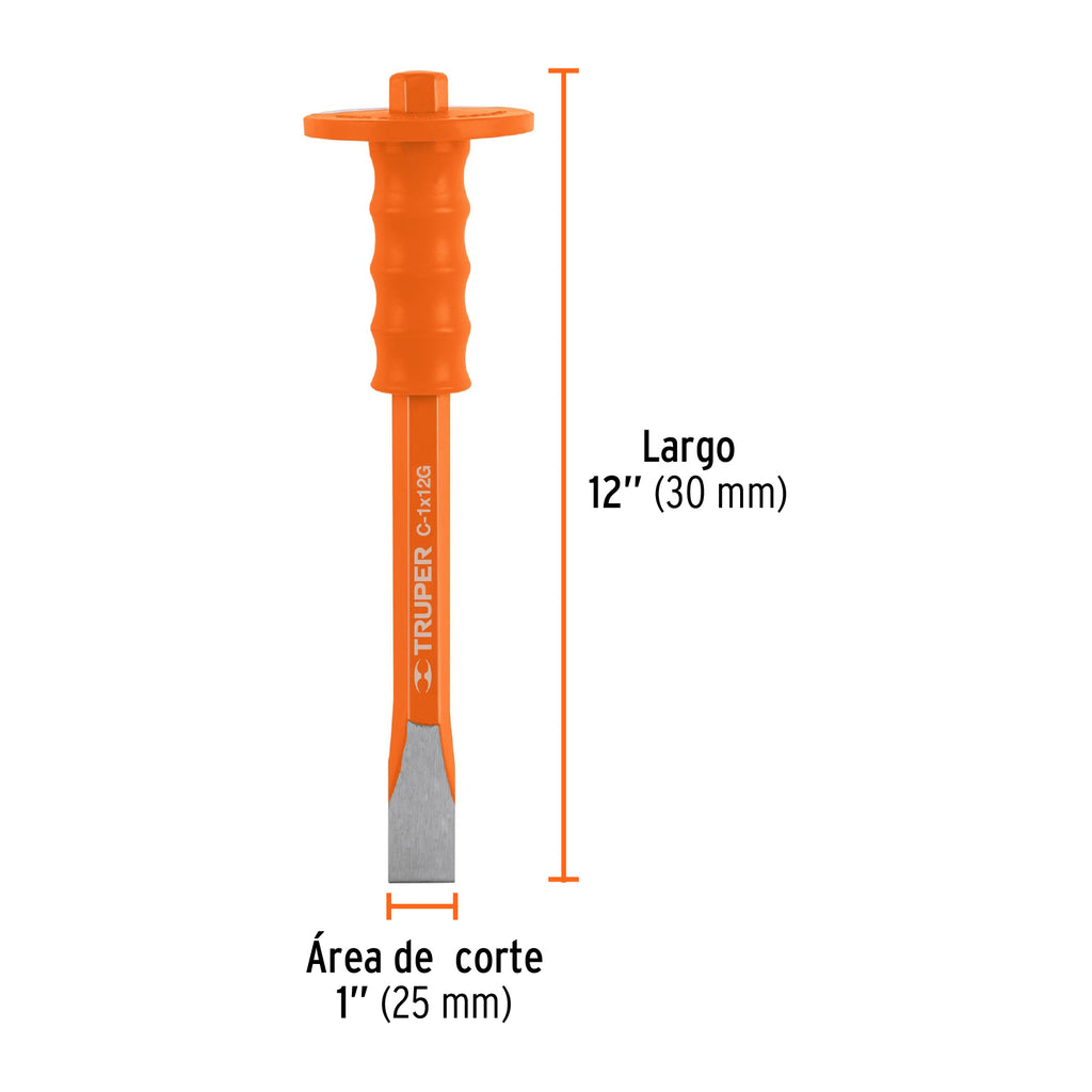 Cincel de corte frío 1 X 12" con grip, TRUPER C-1X12G (12181)