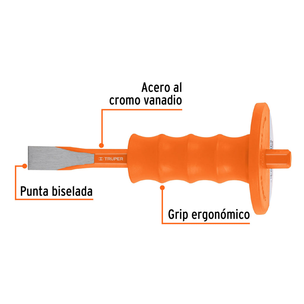 Cincel de corte frío 3/4 x 8" con grip, TRUPER C-3/4X8G (12278)